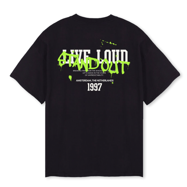 SECONDBKOVNIB  Black Oversized Tee.