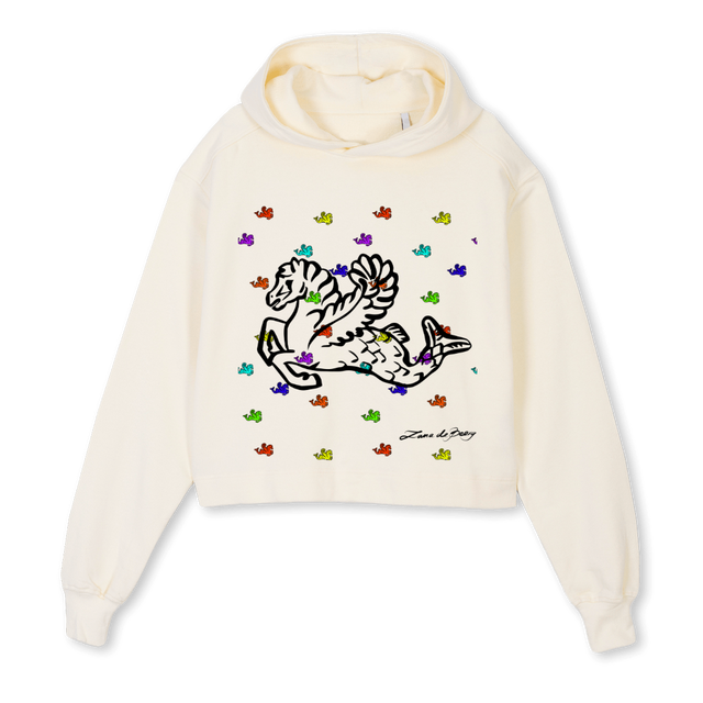 HIPPOMULTIIIII Cream Cropped Hoodie.