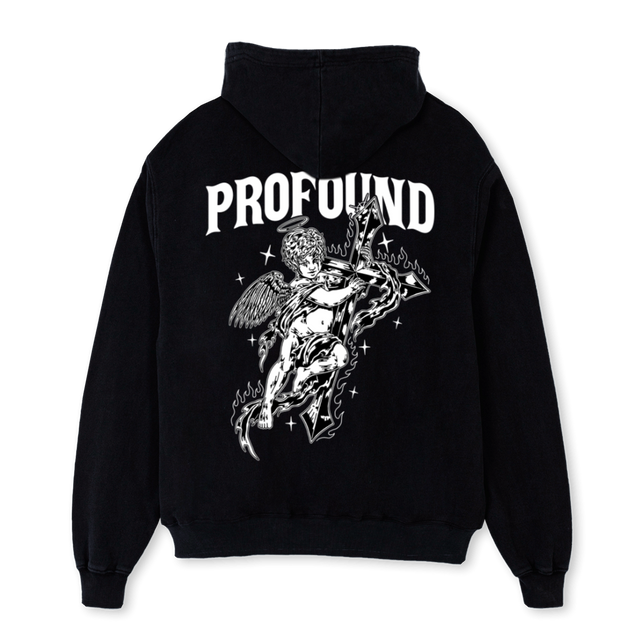 FLAME  Black Oversized Hoodie.