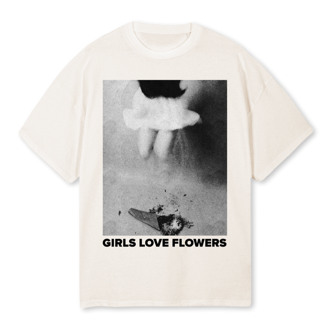 GLFVWHITEFFLOWERS Vintage White Oversized Tee.
