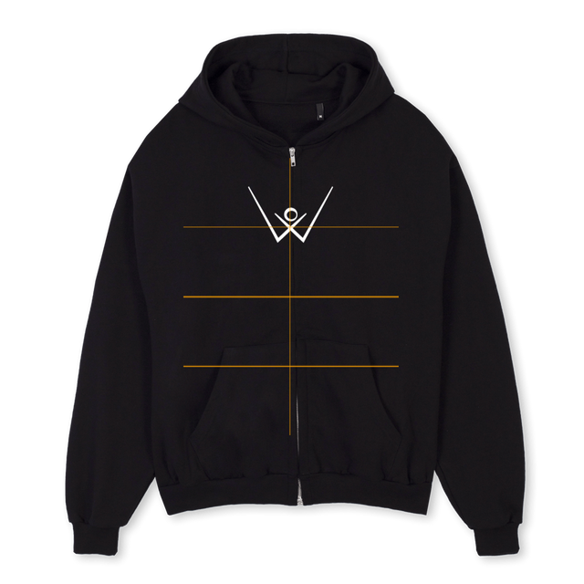 ZIPPEDHOODIEONE Black Oversized Zipped Hoodie.