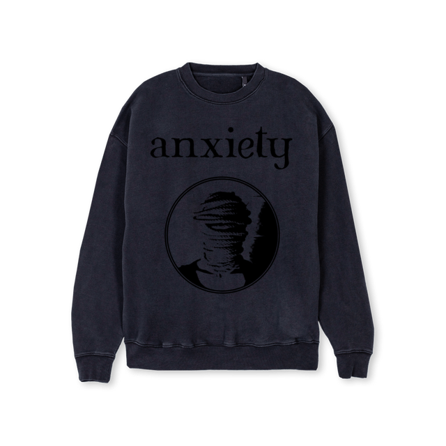 ANXIETYCREW Vintage Black Regular Crewneck Sweater.