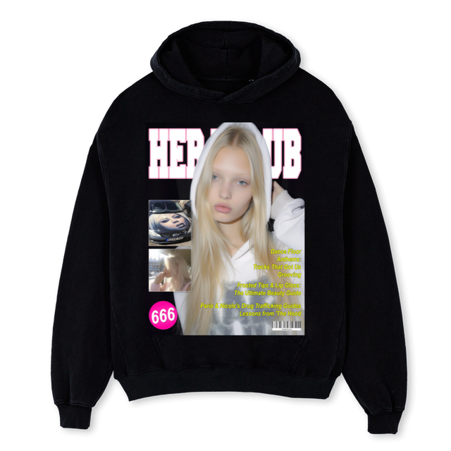 HERACLUBGLOSS Black Oversized Hoodie.