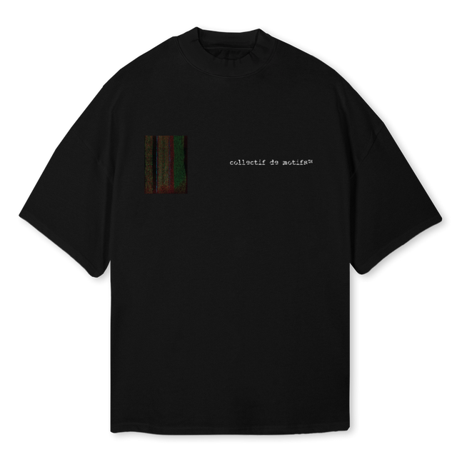 KENTE Black Oversized Mock Neck Tee.