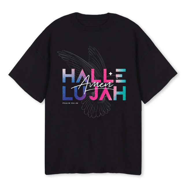 HALLELUJAHTSHIRTBLAC Black Oversized Tee.