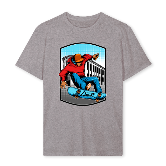 SKATE Grey Marl Regular Tee.