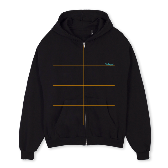 HOODIELAST Black Oversized Zipped Hoodie.