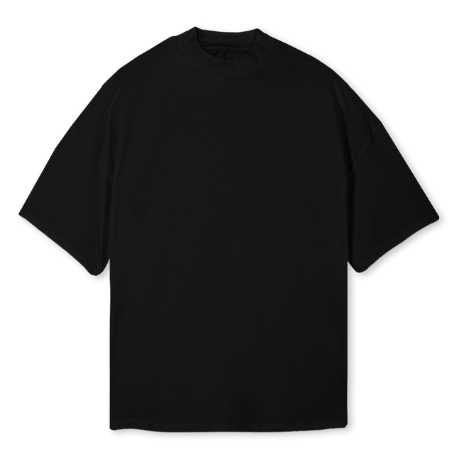 JOSEON Black Oversized Mock Neck Tee.