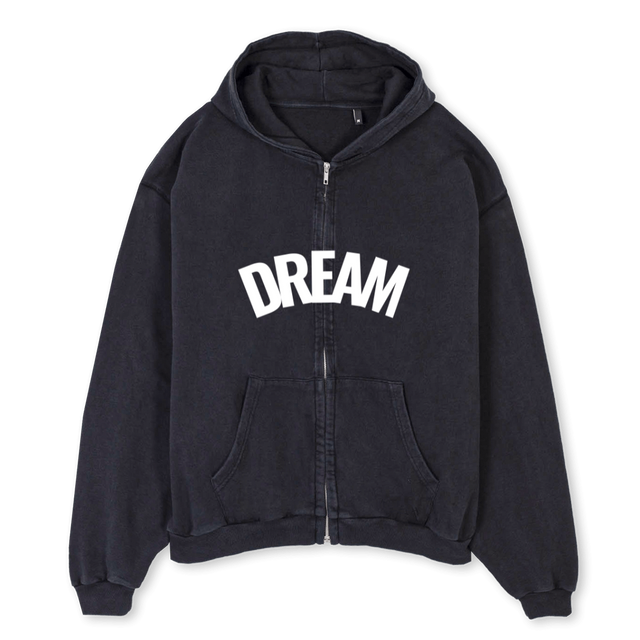 HO Vintage Black Oversized Zipped Hoodie.