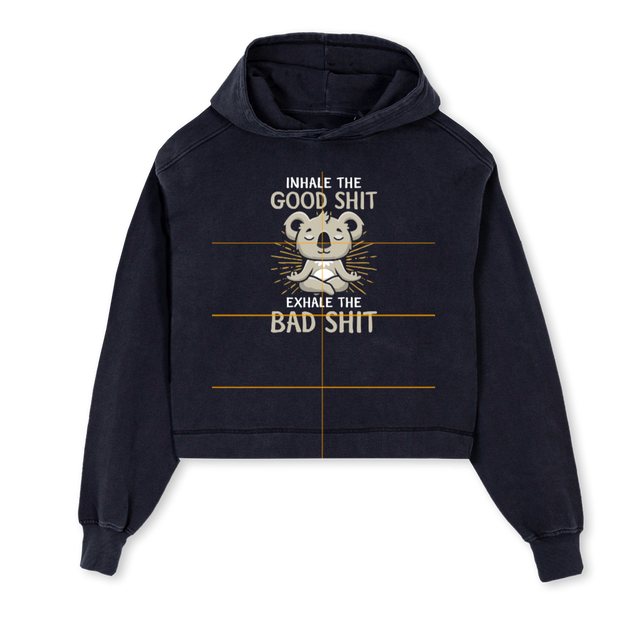 ETCHEDCROPHOODIEGOOD Vintage Black Cropped Hoodie.