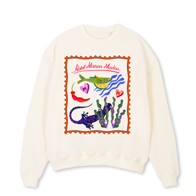 HOTELMAISONSARDINE Cream Oversized Crewneck Sweater.