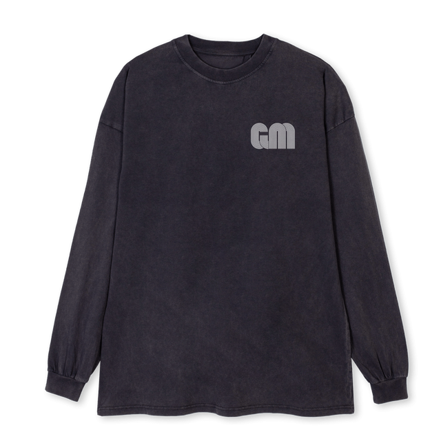 LINED Vintage Black Oversized LS Tee.