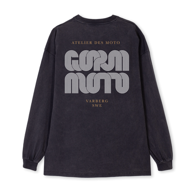 LINED Vintage Black Oversized LS Tee.