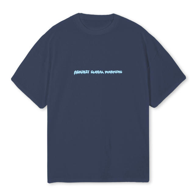 AGAINSTGLOBALWARMTEE Navy Blue Oversized Tee.