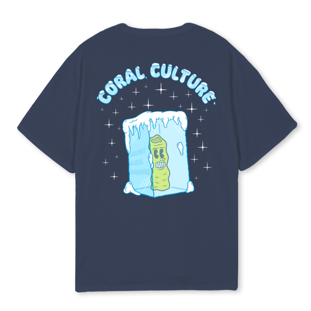 AGAINSTGLOBALWARMTEE Navy Blue Oversized Tee.