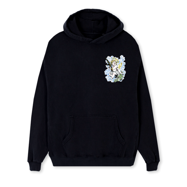 BYOPULENCEANGEL Black Regular Hoodie.
