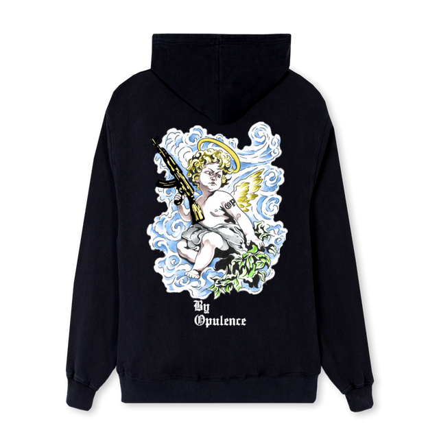BYOPULENCEANGEL Black Regular Hoodie.