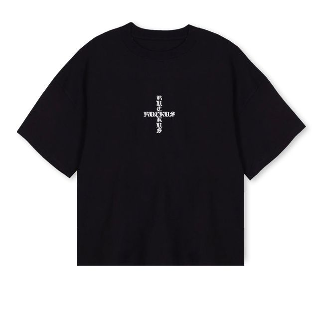RUCKUSFTUTEE Black Oversized Boxy Tee.