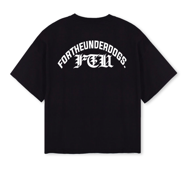 RUCKUSFTUTEE Black Oversized Boxy Tee.