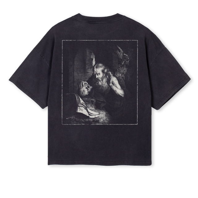 THINK  Vintage Black Oversized Boxy Tee.