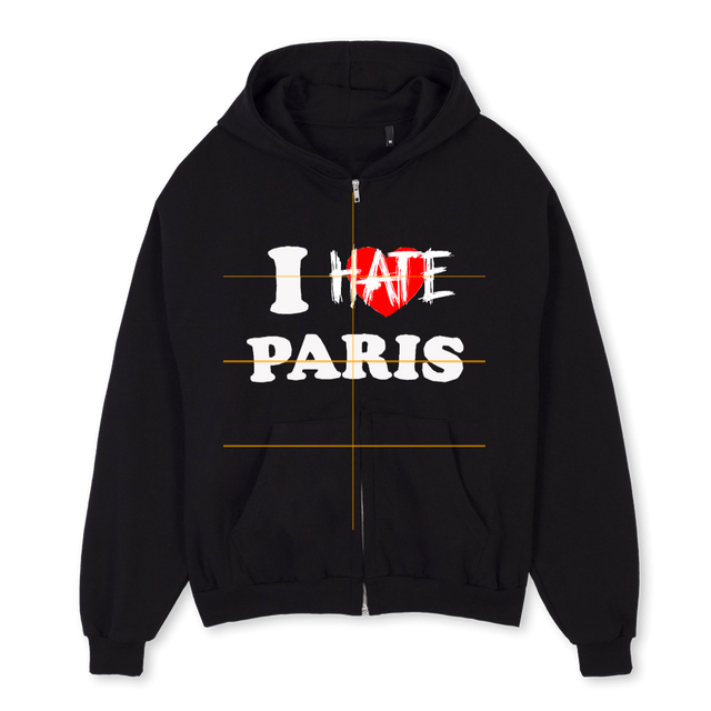IHP Black Oversized Zipped Hoodie.