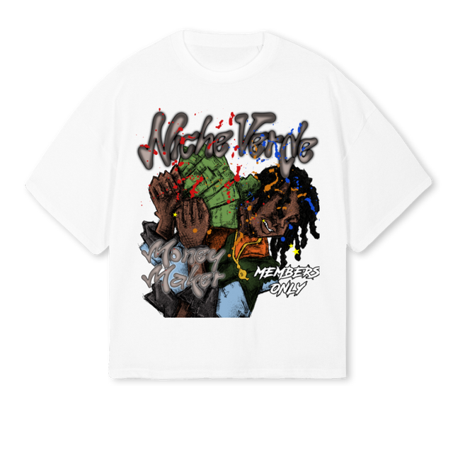 MONEYMAKER White Oversized Boxy Tee.