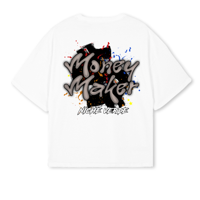 MONEYMAKER White Oversized Boxy Tee.