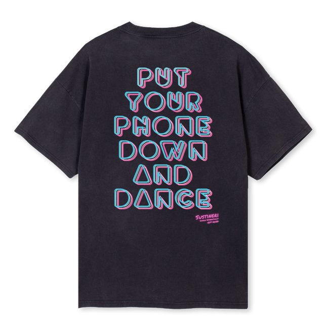 PHONE Vintage Black Oversized Tee.