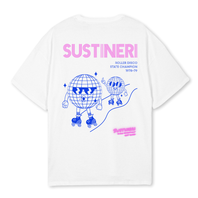 GLITTERBALL  White Oversized Tee.