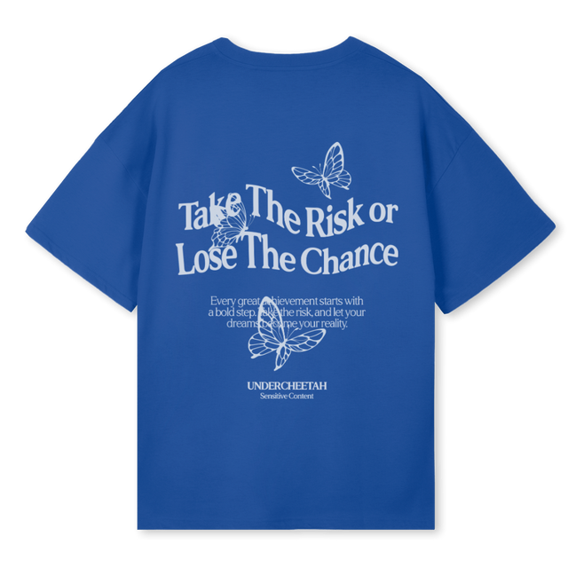 RISKORLOSECOBALDBLUE Cobalt Blue Oversized Tee.