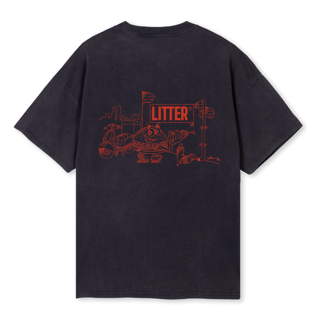 LITTERONE Vintage Black Oversized Tee.