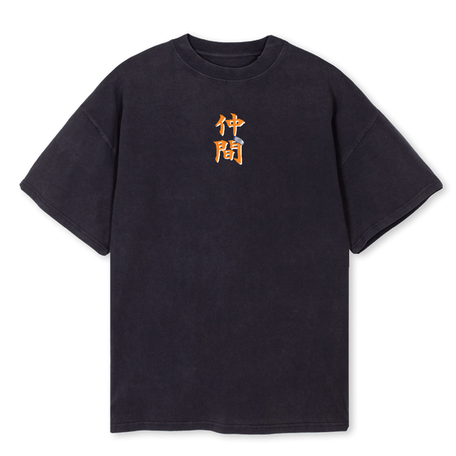 KANJIXHEADBAND Vintage Black Oversized Tee.