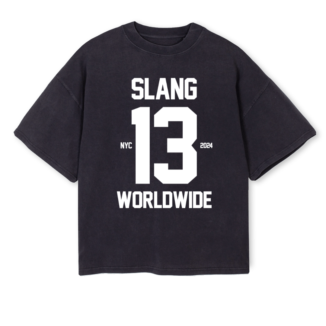 SLANGWORLDWIDEBDISTB Vintage Black Oversized Boxy Tee. – WATC STUDIO