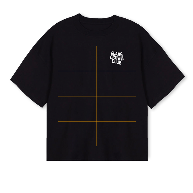 SLANGCROWDBLACK Black Oversized Boxy Tee.