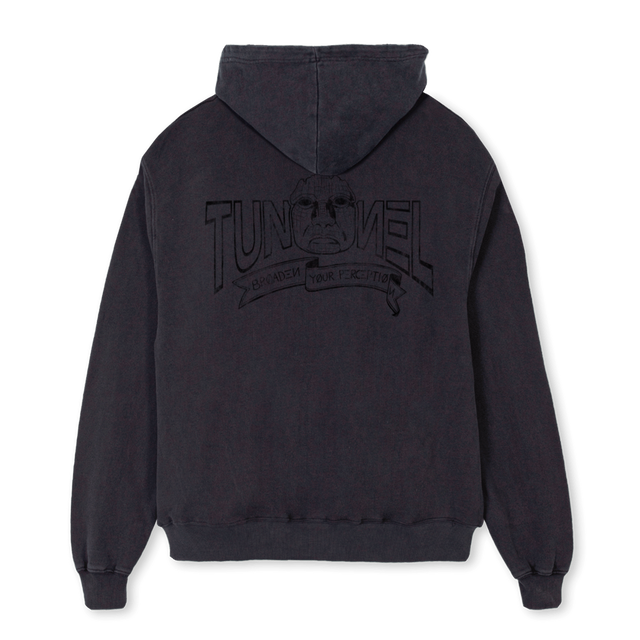 FACEHOODIE Vintage Black Oversized Zipped Hoodie.