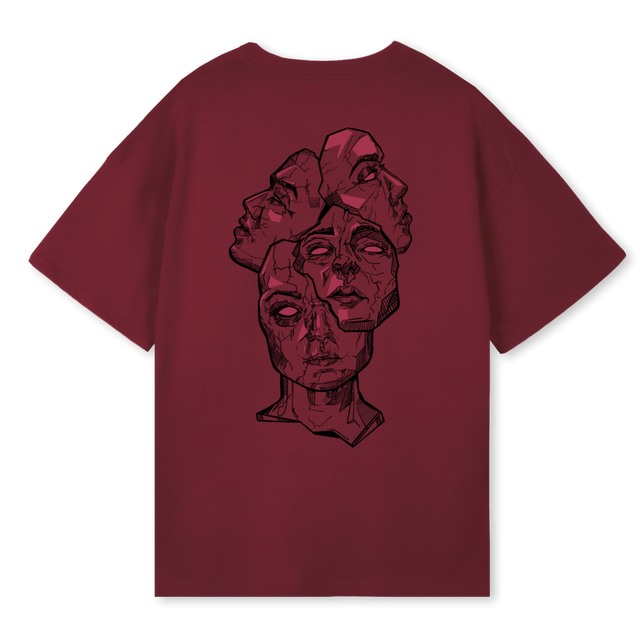 FACESTEE Burgundy Oversized Tee.
