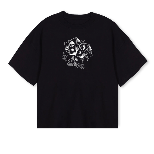 SPEAKER Black Oversized Boxy Tee.