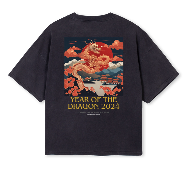 DURGACNY Vintage Black Oversized Boxy Tee.