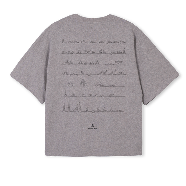 ASHTANGAREMERA Grey Marl Oversized Boxy Tee.