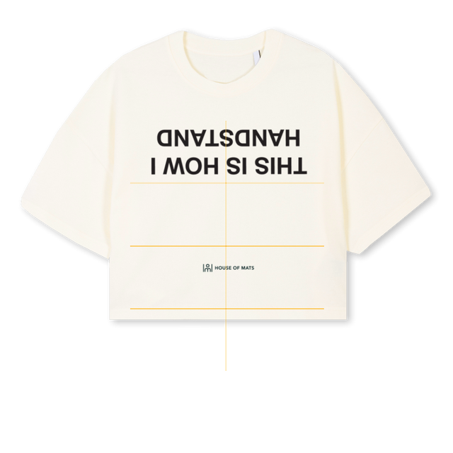 HANDSTAND Cream Cropped Oversized Tee.
