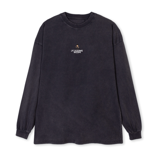 RUNLSBLK Vintage Black Oversized LS Tee.