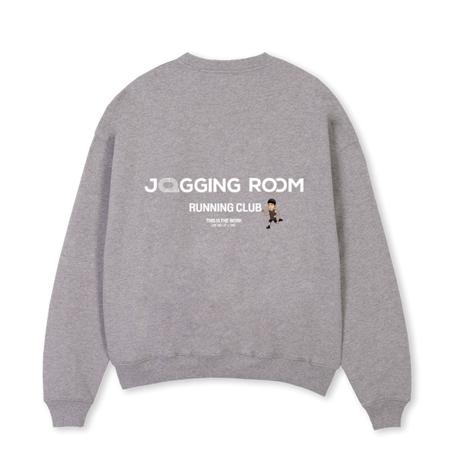 JRRUNCREWGR Grey Marl Oversized Crewneck Sweater.