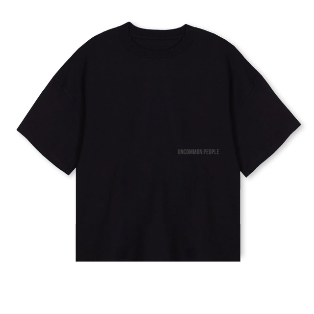 MINIMAL  Black Oversized Boxy Tee.