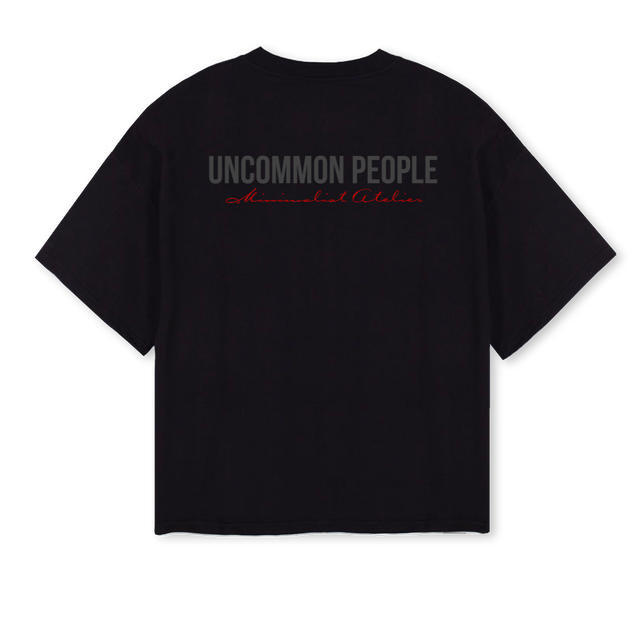 MINIMAL  Black Oversized Boxy Tee.