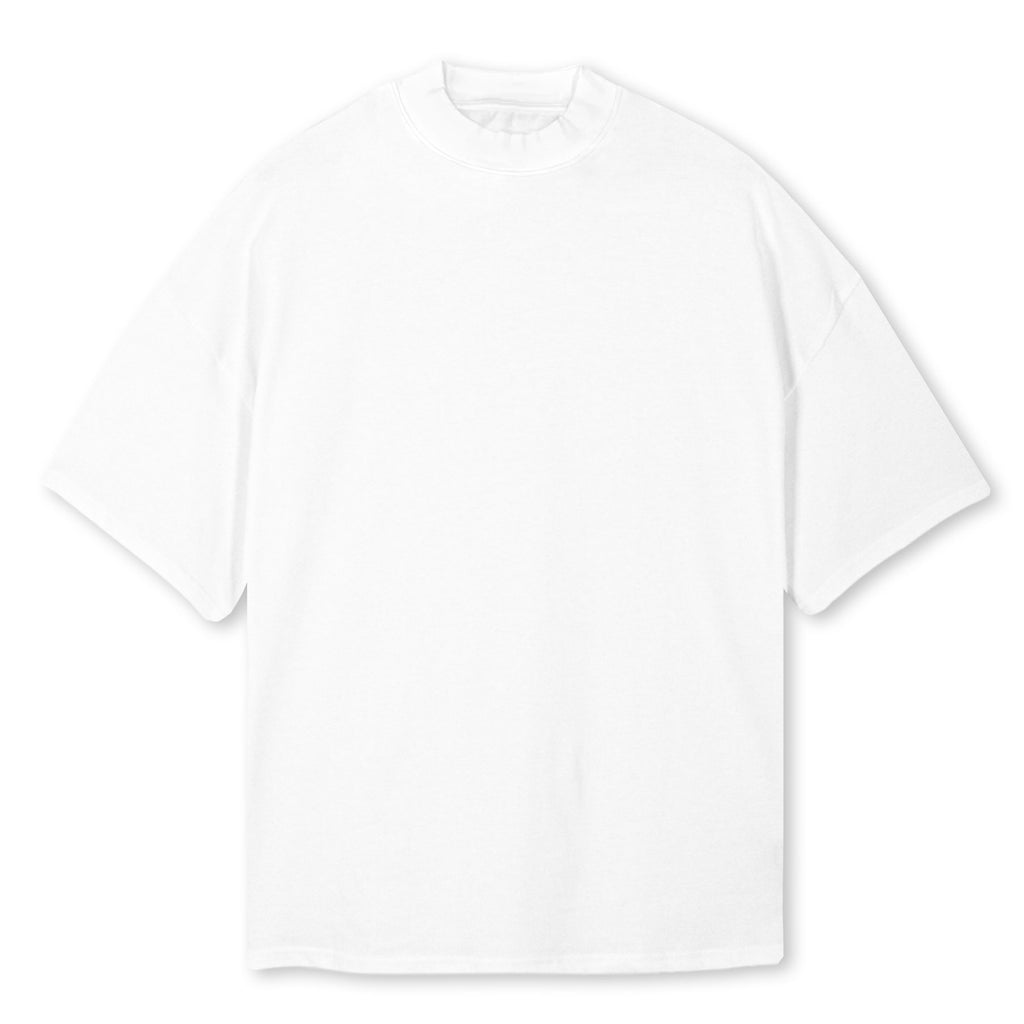 White Oversized Mock Neck Tee WATC STUDIO White oversized mock neck tee watc studio