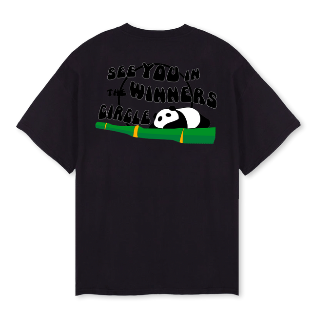 BAMBOO PANDA Black Oversized Tee.