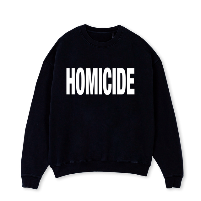 HOMICIDESAMPLEONE Black Oversized Crewneck Sweater.