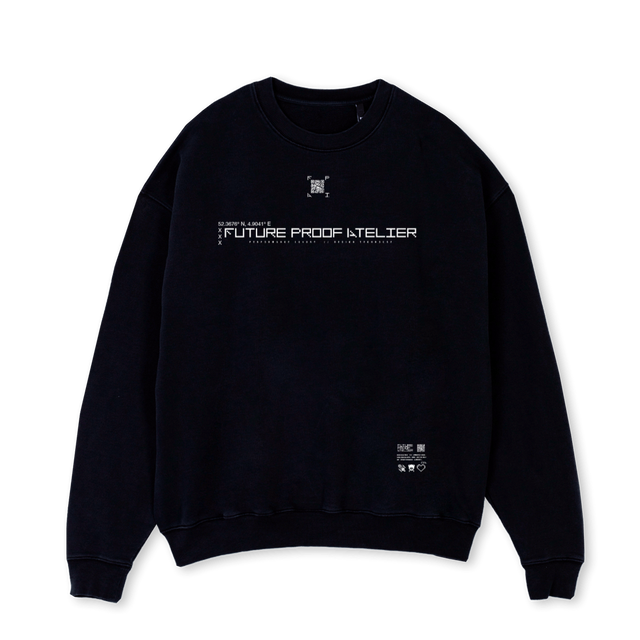 DIGITAL TRIBE Black Oversized Crewneck Sweater.