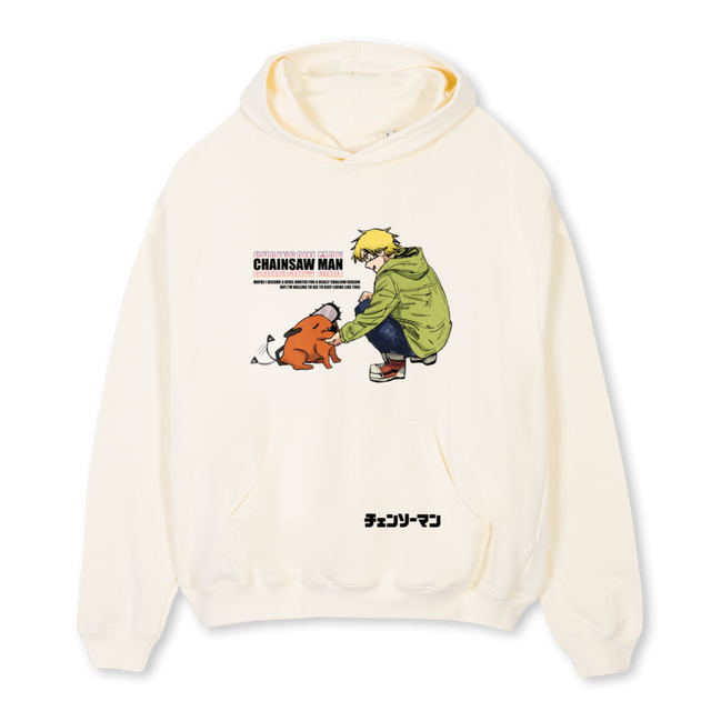 SEKAI CHAINSAW Cream Oversized Hoodie.