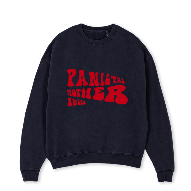 PTM IBIZA Vintage Black Oversized Crewneck Sweater.